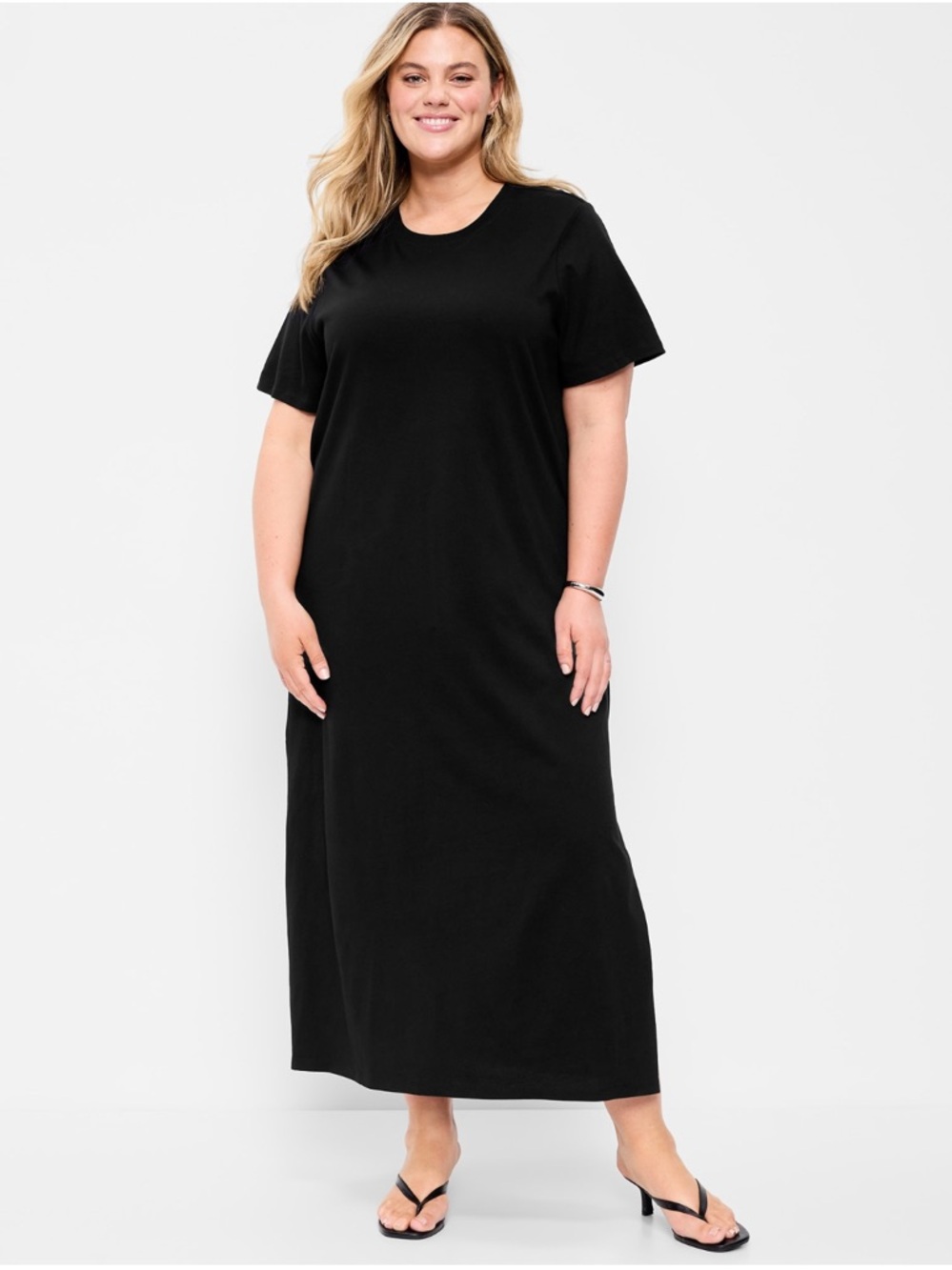 🆕 Old Navy Women's Vintage Crew-Neck Maxi Dress Short Sleeve Black S 4-6 Tall - Picture 6 of 14